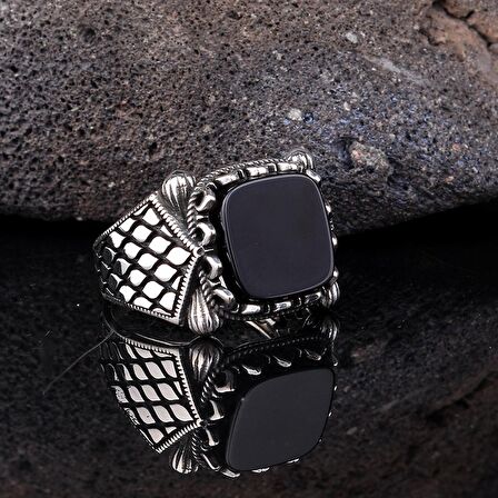 925 AYAR GÜMÜŞ ONIXY TAŞLI MODEL YÜZÜK