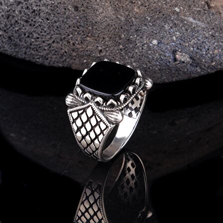 925 AYAR GÜMÜŞ ONIXY TAŞLI MODEL YÜZÜK