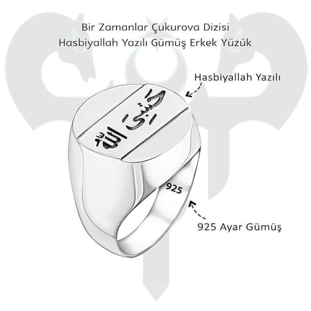 Bir Zamanlar Çukurova Dizisi Hasbiyallah Yazılı Gümüş Erkek Yüzük