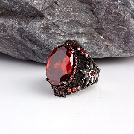 ZİRKON TAŞLI YILDIZ MODEL ERKEK GÜMÜŞ YÜZÜK