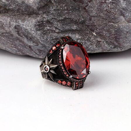 ZİRKON TAŞLI YILDIZ MODEL ERKEK GÜMÜŞ YÜZÜK