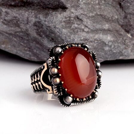 KUBBE MODEL AKİK TAŞLI ERKEK GÜMÜŞ YÜZÜK