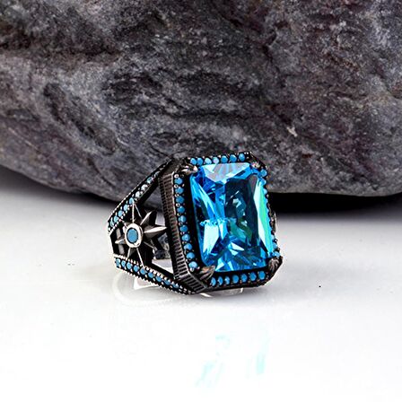 ZİRKON TAŞLI YILDIZ MODEL ERKEK GÜMÜŞ YÜZÜK