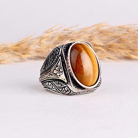 925 AYAR GÜMÜŞ KAPLANGÖZÜ TAŞLI OVAL MODEL YÜZÜK