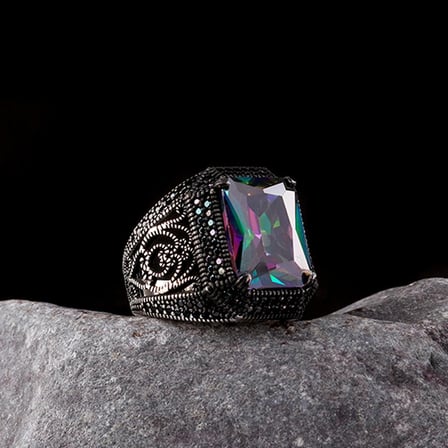 925 AYAR GÜMÜŞ MİSTİK TOPAZ TAŞLI YÜZÜK