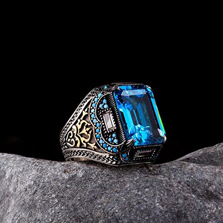 925 AYAR GÜMÜŞ SİYAH ZİRKON TAŞLI ERKEK YÜZÜK