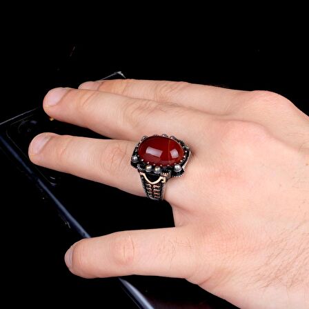 KUBBE MODEL AKİK TAŞLI ERKEK GÜMÜŞ YÜZÜK