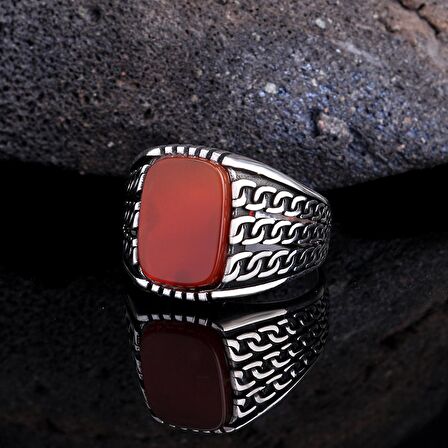 925 AYAR GÜMÜŞ AKİK TAŞLI ÖRGÜ MODEL YÜZÜK