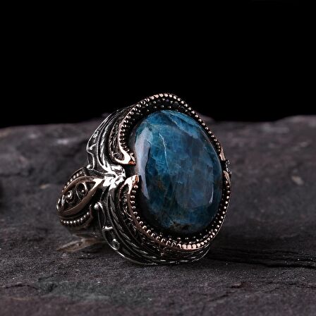 AZURİT TAŞLI 925 AYAR ERKEK GÜMÜŞ YÜZÜK