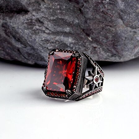 ZİRKON TAŞLI YILDIZ MODEL ERKEK GÜMÜŞ YÜZÜK