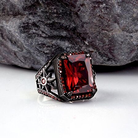 ZİRKON TAŞLI YILDIZ MODEL ERKEK GÜMÜŞ YÜZÜK