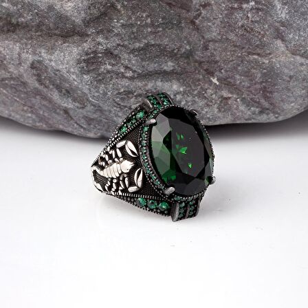 ZİRKON TAŞLI AKREP MODEL ERKEK GÜMÜŞ YÜZÜK