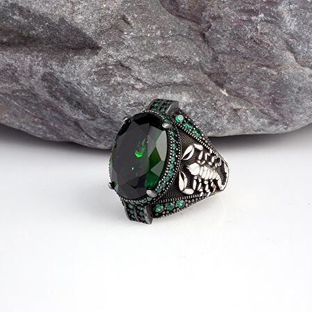 ZİRKON TAŞLI AKREP MODEL ERKEK GÜMÜŞ YÜZÜK