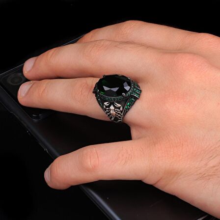 ZİRKON TAŞLI AKREP MODEL ERKEK GÜMÜŞ YÜZÜK