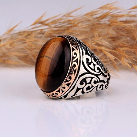 925 AYAR GÜMÜŞ OVAL MODEL KAPLANGÖZÜ TAŞLI YÜZÜK