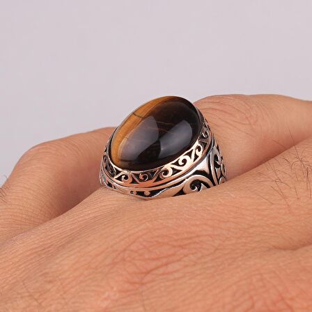 925 AYAR GÜMÜŞ OVAL MODEL KAPLANGÖZÜ TAŞLI YÜZÜK