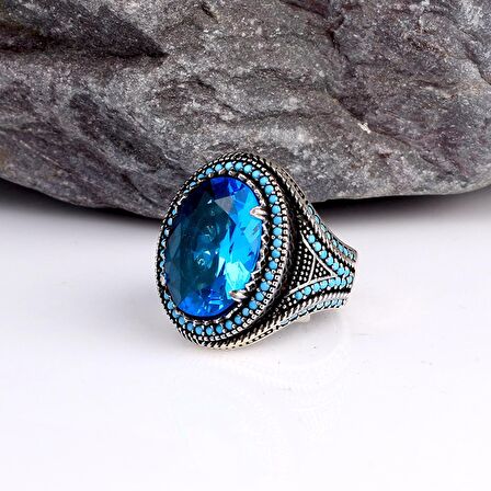 ZİRKON TAŞLI 925 AYAR GÜMÜŞ ERKEK YÜZÜK