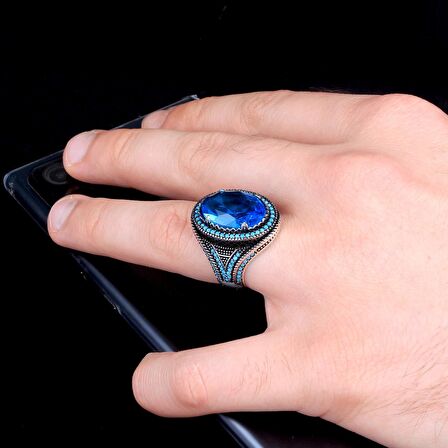 ZİRKON TAŞLI 925 AYAR GÜMÜŞ ERKEK YÜZÜK