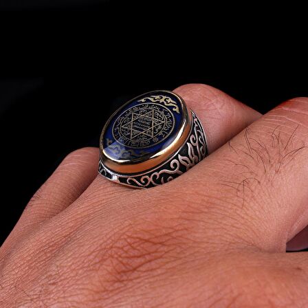 Mührü Süleyman İşlemeli 925 Ayar Gümüş Erkek Yüzük