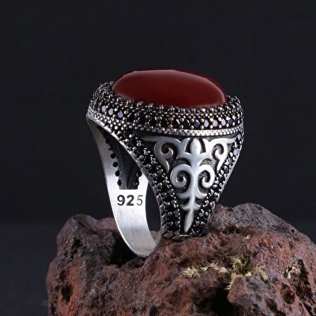 925 AYAR GÜMÜŞ AKİK TAŞLI ERKEK YÜZÜK