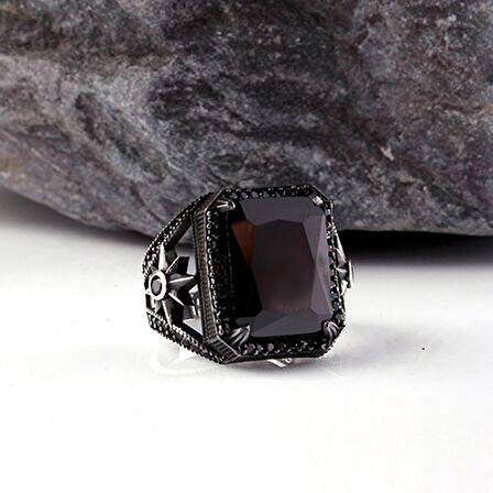 ZİRKON TAŞLI YILDIZ MODEL ERKEK GÜMÜŞ YÜZÜK