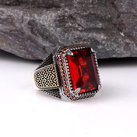 ZİRKON TAŞLI 925 AYAR GÜMÜŞ ERKEK YÜZÜK