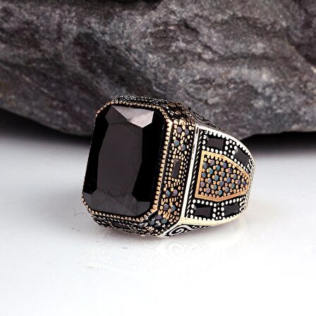 ZİRKON TAŞLI 925 AYAR GÜMÜŞ ERKEK YÜZÜK