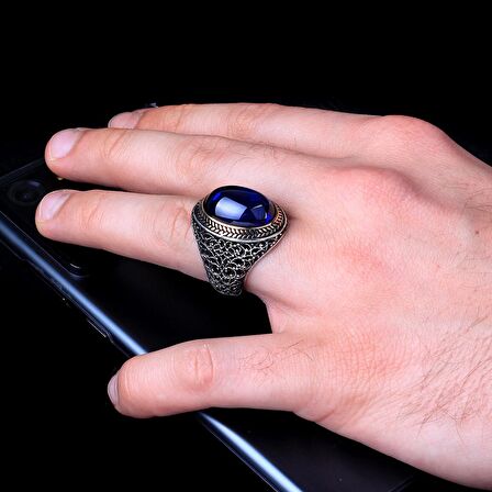 ZİRKON TAŞLI 925 AYAR GÜMÜŞ ERKEK YÜZÜK