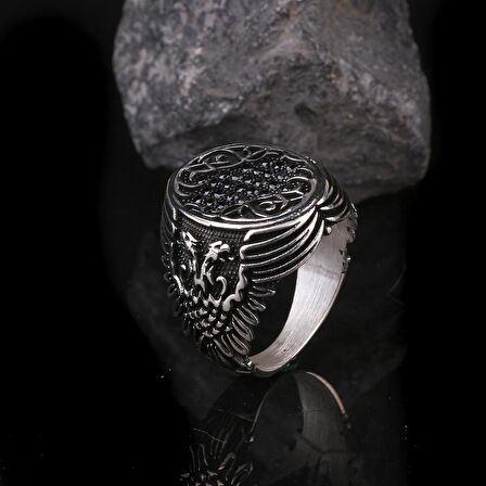 KARTAL MOTİFLİ MİNİ ZİRKON TAŞLI 925 AYAR GÜMÜŞ YÜZÜK