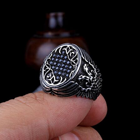 KARTAL MOTİFLİ MİNİ ZİRKON TAŞLI 925 AYAR GÜMÜŞ YÜZÜK