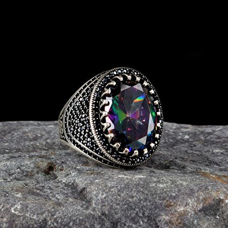 925 AYAR GÜMÜŞ MİSTİK TOPAZ TAŞLI MODEL YÜZÜK