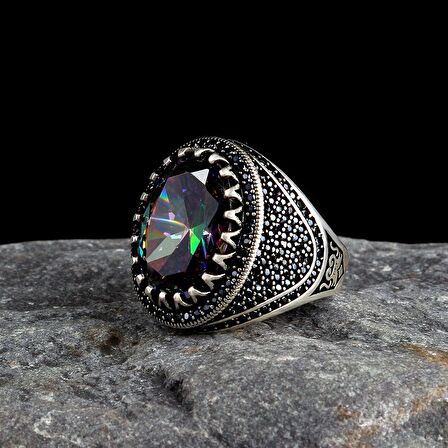 925 AYAR GÜMÜŞ MİSTİK TOPAZ TAŞLI MODEL YÜZÜK