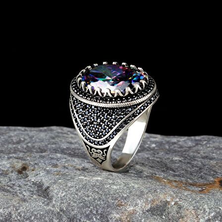 925 AYAR GÜMÜŞ MİSTİK TOPAZ TAŞLI MODEL YÜZÜK