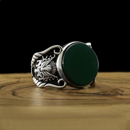 925 Ayar Gümüş Akik Taşlı Arma Tuğra Model Yüzük