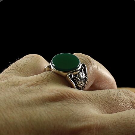 925 Ayar Gümüş Akik Taşlı Arma Tuğra Model Yüzük