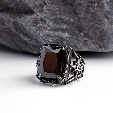 ZİRKON TAŞLI YILDIZ MODEL ERKEK GÜMÜŞ YÜZÜK