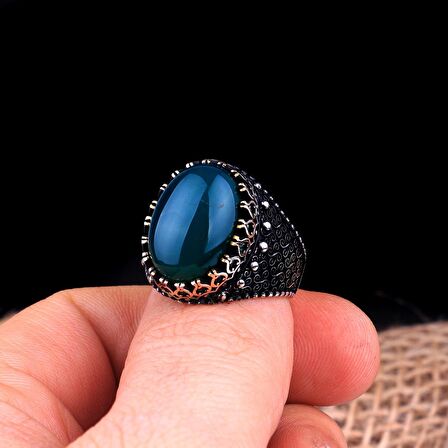 AKİK TAŞLI OVAL MODEL 925 AYAR GÜMÜŞ ERKEK YÜZÜK