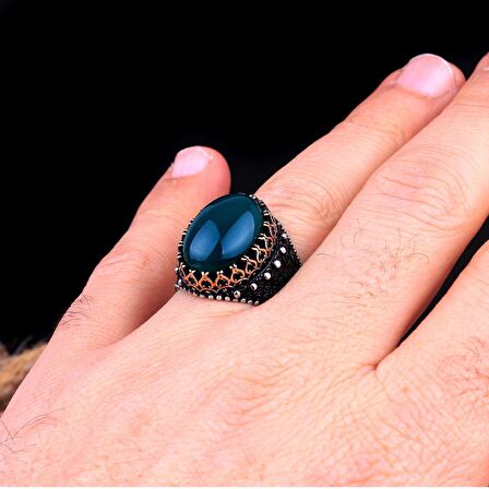 AKİK TAŞLI OVAL MODEL 925 AYAR GÜMÜŞ ERKEK YÜZÜK