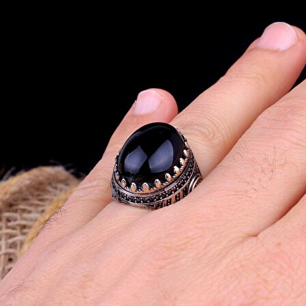 ONİX TAŞLI OVAL MODEL 925 AYAR GÜMÜŞ ERKEK YÜZÜK