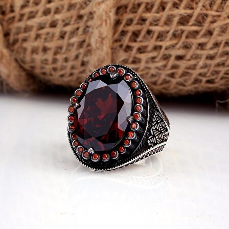 ZİRKON TAŞLI OVAL MODEL 925 AYAR GÜMÜŞ ERKEK YÜZÜK