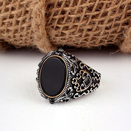 AYYILDIZ ONİX TAŞLI ÇİFT TARAFLI MODEL 925 AYAR GÜMÜŞ YÜZÜK