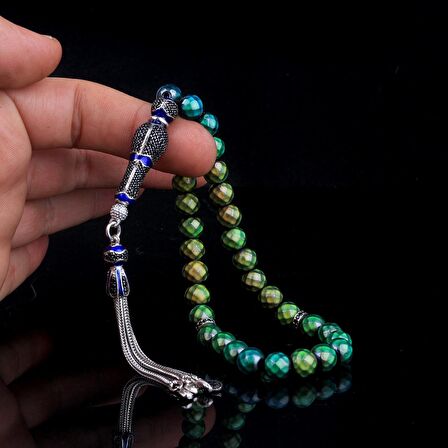 ZİRKON TAŞ GÜMÜŞ SET RENK DEĞİŞTİREN HİS TAŞI TESBİH 332