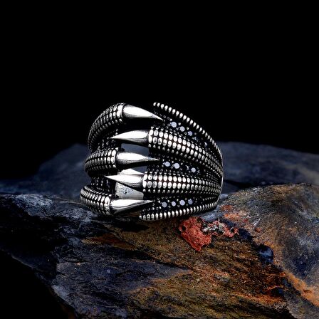 925 AYAR GÜMÜŞ PENÇE MODEL MİKRO TAŞLI YÜZÜK