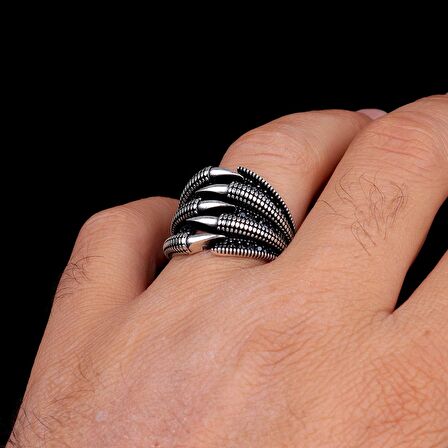 925 AYAR GÜMÜŞ PENÇE MODEL MİKRO TAŞLI YÜZÜK