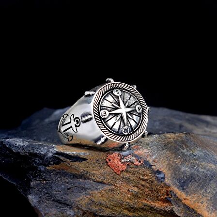 925 AYAR GÜMÜŞ PUSULA GEMİ ÇAPA MODEL YÜZÜK