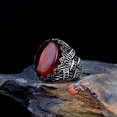 AKİK TAŞLI OVAL MODEL 925 AYAR GÜMÜŞ ERKEK YÜZÜK