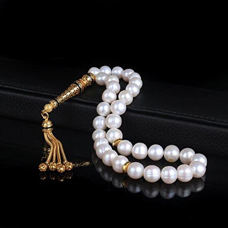 ALTIN KAPLAMA ZİRKON TAŞLI GÜMÜŞ SET İNCİ TAŞLI TESBİH CS7411468