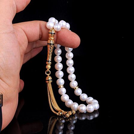 ALTIN KAPLAMA ZİRKON TAŞLI GÜMÜŞ SET İNCİ TAŞLI TESBİH CS7411468