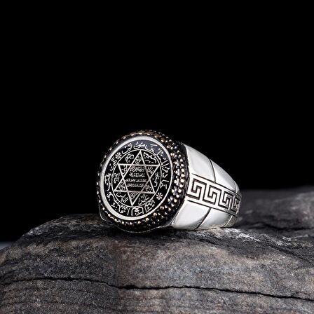 925 AYAR GÜMÜŞ OVAL HZ SÜLEYMAN MÜHRÜ MODEL YÜZÜK