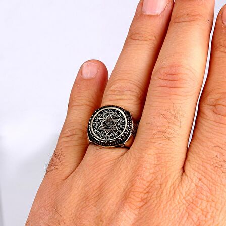 925 AYAR GÜMÜŞ OVAL HZ SÜLEYMAN MÜHRÜ MODEL YÜZÜK